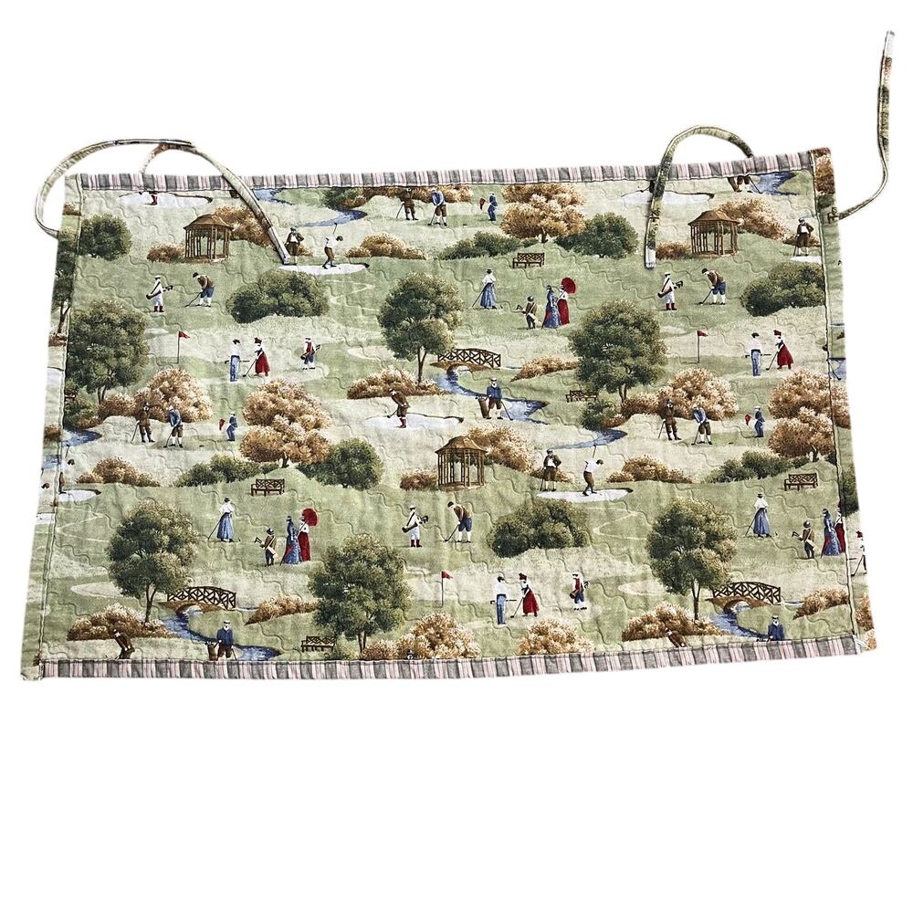 Vintage English Golf Country Course Quilted Cotton Wall Decor‎ 39”x25” Old World